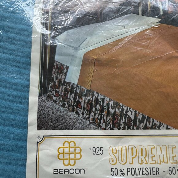 Vintage New Old Stock Beacon Napped Thermal Twin/Full Blanket Blue Satin Edge - Picture 10 of 14